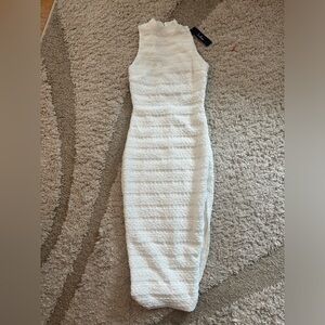 Lulu's White Textured Sleeveless Midi Bodycon Dress